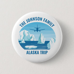 Alaska Family Vacation Custom Blue Glacier 6 Cm Round Badge