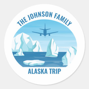 Alaska Family Vacation Custom Blue Glacier Classic Round Sticker