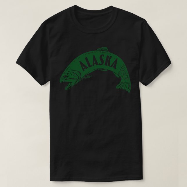 Alaska Fish Wordmark Green T-Shirt (Design Front)