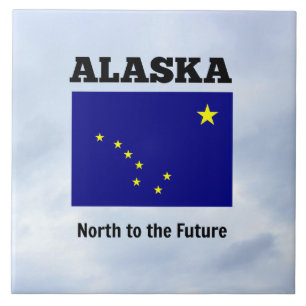 Alaska flag and slogan ceramic tile