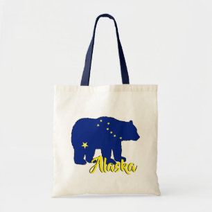 Alaska flag bear reusable tote bag