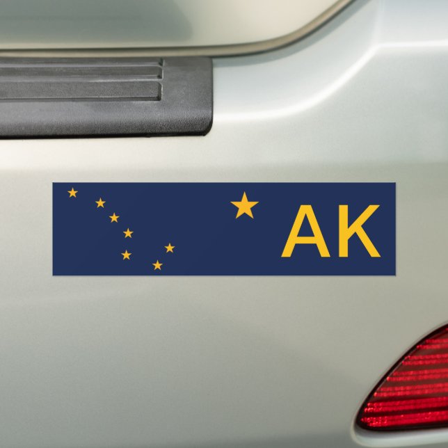 Alaska Flag Bumper Sticker (On Car)