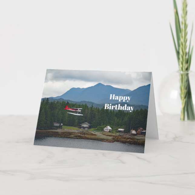 Alaska Floatplane Landscape Photo Birthday Card (Front)