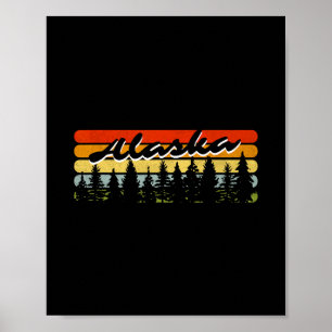 Alaska Forest Sunset Trees Cabin Theme Vacation So Poster