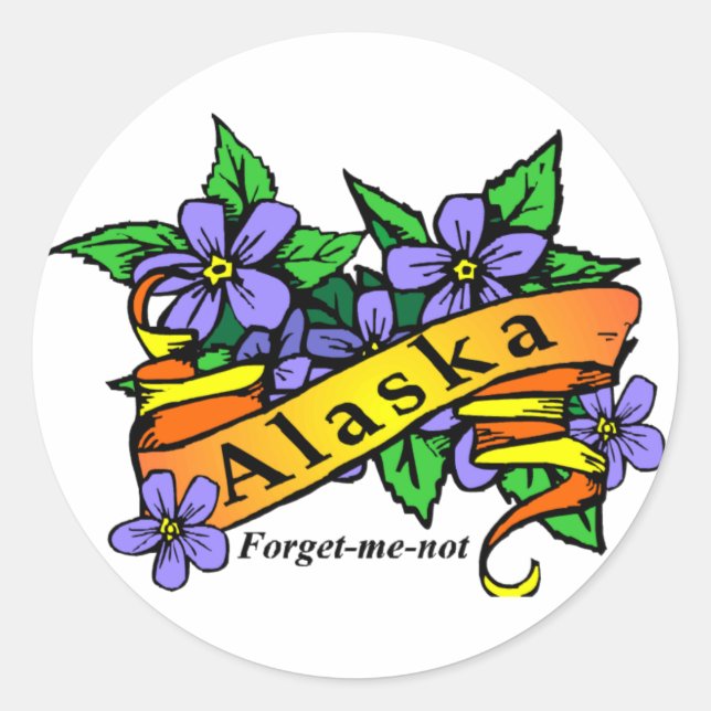 Alaska Forget Me Not Classic Round Sticker (Front)