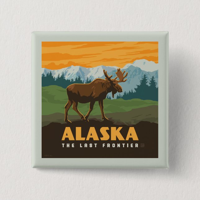 Alaska | Frontier Moose 15 Cm Square Badge (Front)
