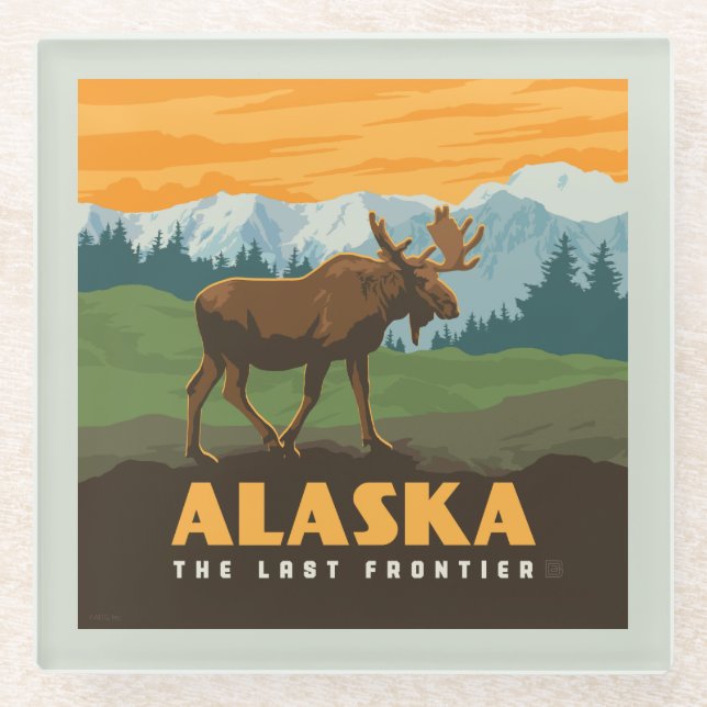 Alaska | Frontier Moose Glass Coaster (Front)