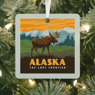 Alaska   Frontier Moose Metal Tree Decoration