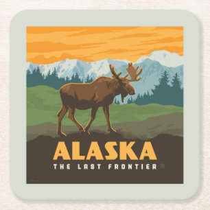 Alaska   Frontier Moose Square Paper Coaster