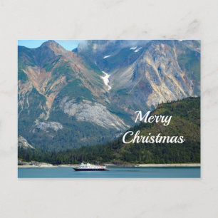 Alaska Glacier Bay Boat Photo Christmas Holiday Postcard