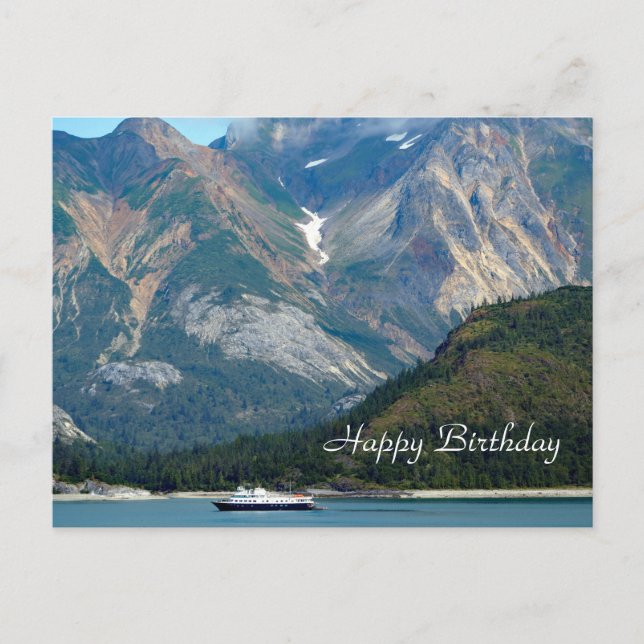 Alaska Glacier Bay Boat Photo Postcard (Front)