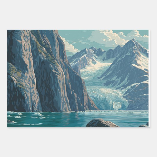 Alaska Glacier Bay Wrapping Paper Sheet (Front)