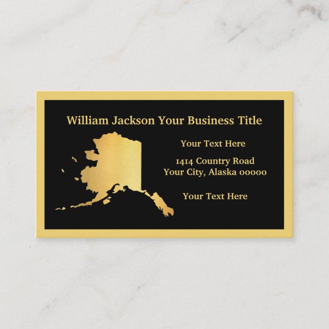 Alaska Gold Map Design Custom Business Card (Front)