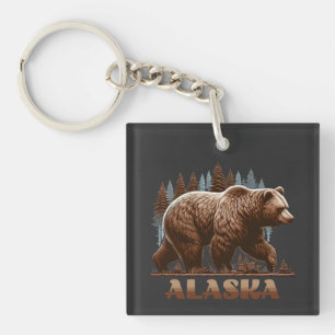 Alaska Grizzly Bear Key Ring