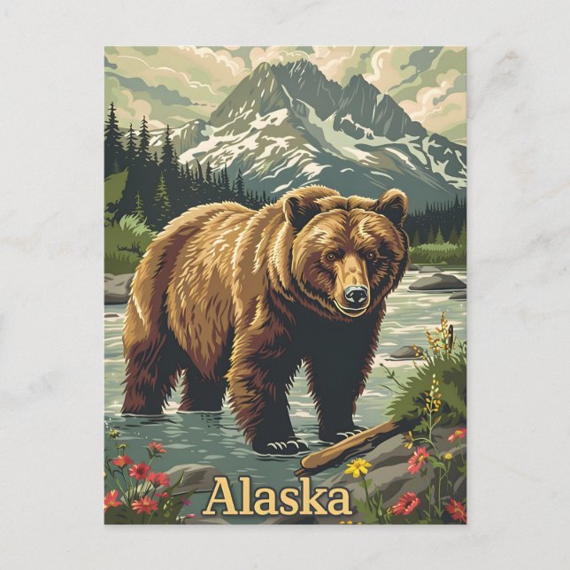 Alaska Grizzly Bear Postcard (Front)
