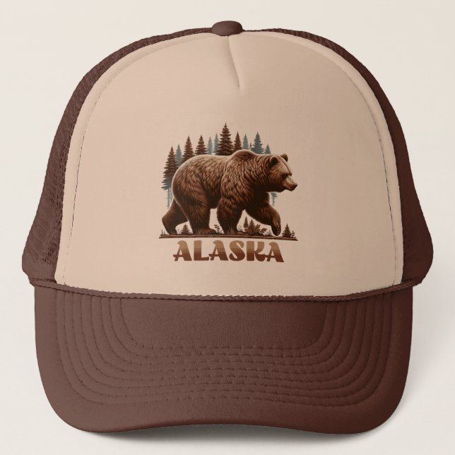 Alaska Grizzly Bear Trucker Hat (Front)