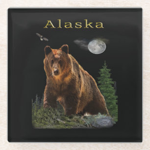 Alaska Grizzly Glass Coaster