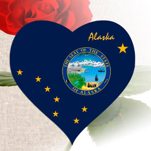 Alaska Heart Sticker, Patriotic Alaskan Flag Heart Sticker