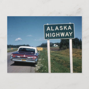 Alaska Highway Sign 1962 Vintage Postcard