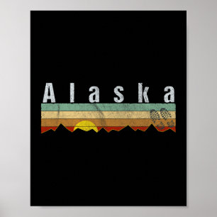 Alaska Hiking - Vintage Alaska Tee Gift Poster