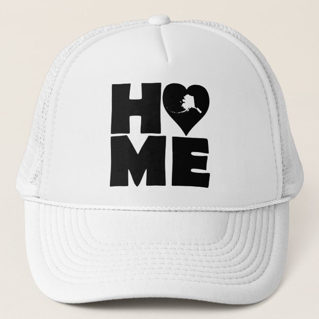 Alaska Home Heart State Ball Cap Trucker Hat (Front)