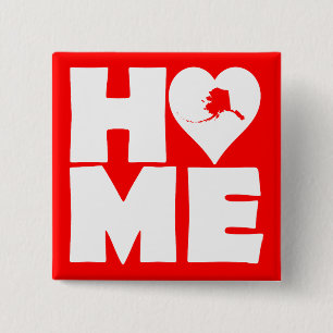 Alaska Home Heart State Button Badge Pin