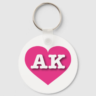 Alaska Hot Pink Heart - I love AK Key Ring