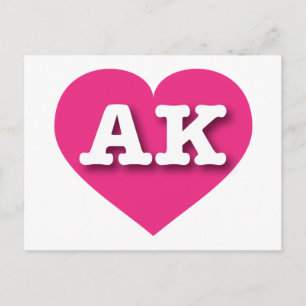 Alaska Hot Pink Heart - I love AK Postcard
