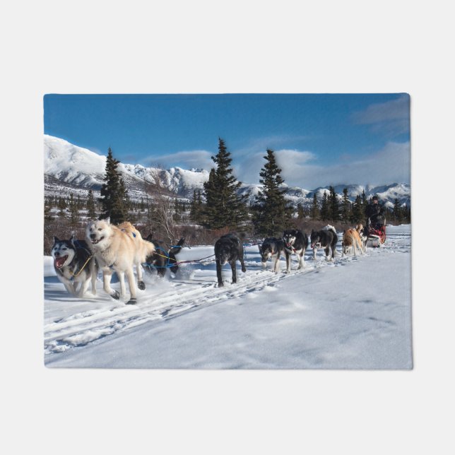 Alaska Husky Dog Sled Race Doormat (Front)
