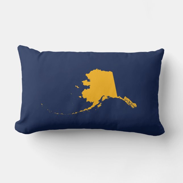 Alaska in Blue and Gold Lumbar Cushion (Front)