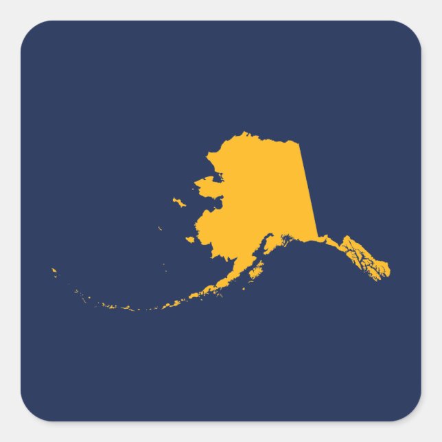 Alaska in Blue and Gold Square Sticker (Front)