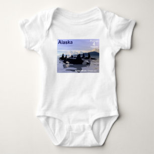 Alaska Killer Whales Stamp Baby Bodysuit