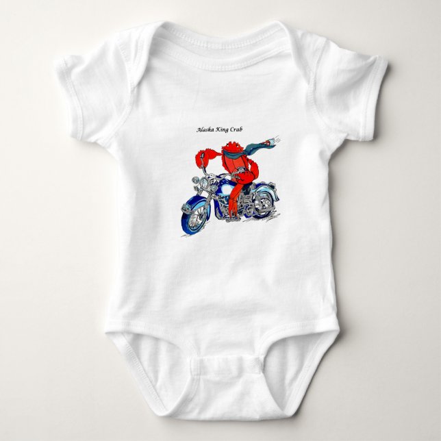 Alaska King Crab on Motorcycle Baby Bodysuit (Front)