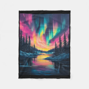 Alaska Landscape Aurora Borealis Northern Lights V Fleece Blanket