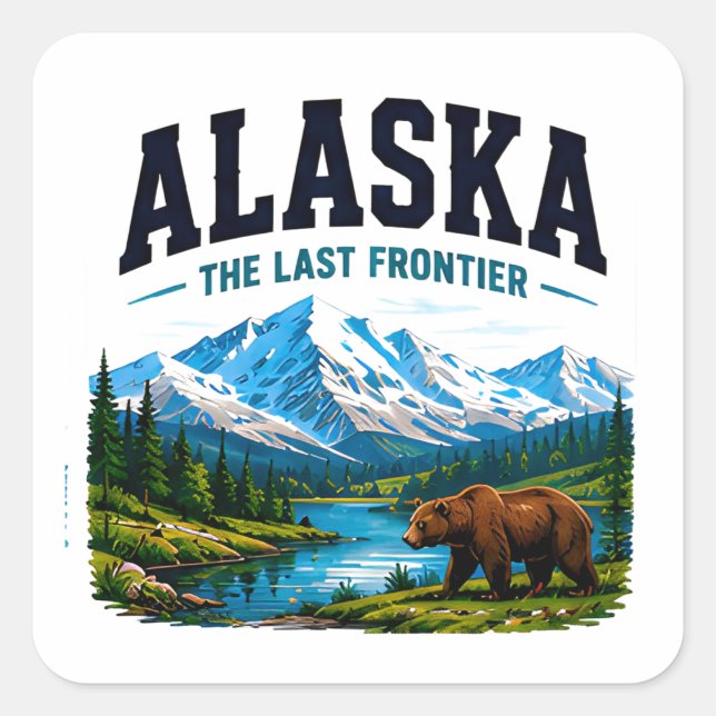 Alaska Last Frontier Adventure Square Sticker (Front)