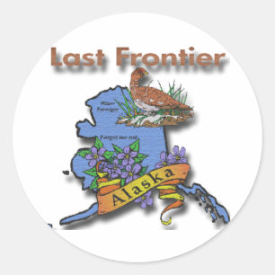 Alaska Last Frontier bird flower Classic Round Sticker