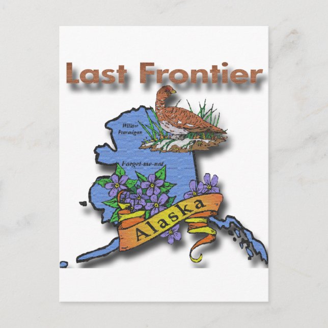 Alaska Last Frontier bird flower Postcard (Front)