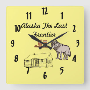 Alaska Last Frontier Square Wall Clock