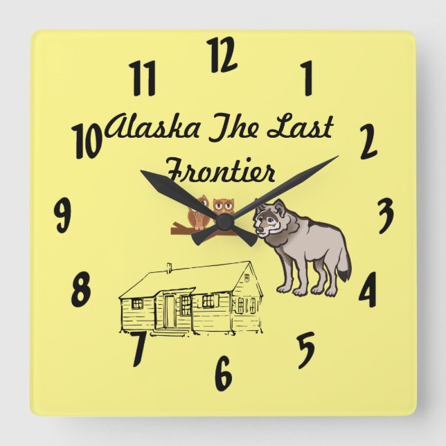 Alaska Last Frontier Square Wall Clock (Front)