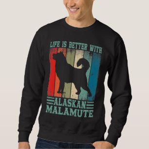 Alaska Malamute Dog  With An Alaskan Malamute Sweatshirt
