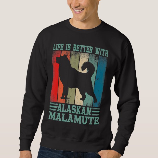 Alaska Malamute Dog  With An Alaskan Malamute Sweatshirt (Front)