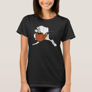 Alaska Map Briar Tobacco Pipe Midwest Smoking Pipe T-Shirt