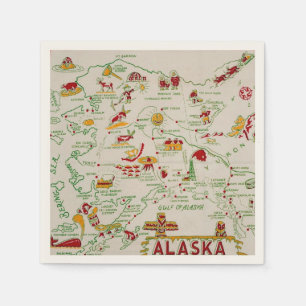 Alaska Map Illustrated Napkin