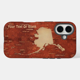 Alaska Map On Inner Birch Bark iPhone 16 Case