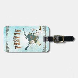 Alaska Map With Lovely Birds Luggage Tag