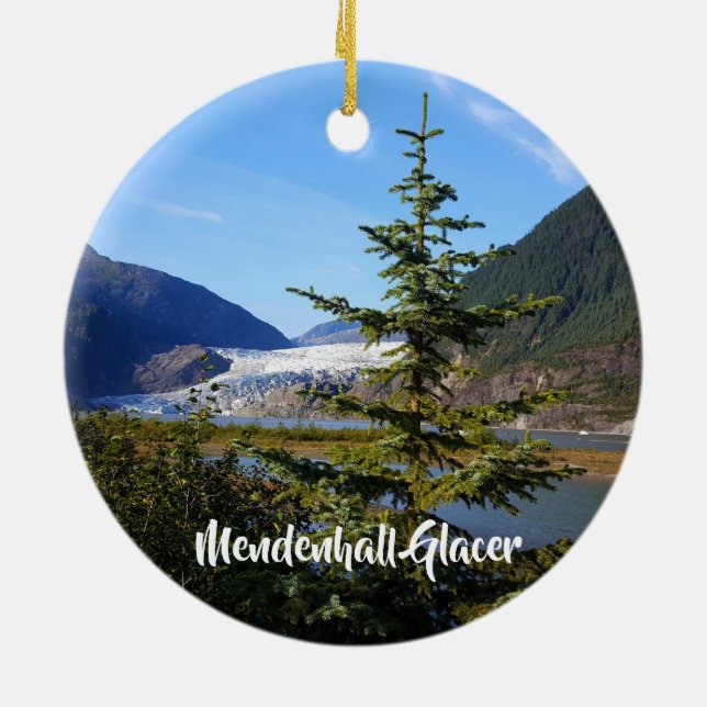 Alaska Mendenhall Glacer Juneau Ceramic Ornament (Back)