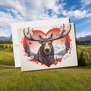 Alaska Moose heart shaped mountain background Postcard