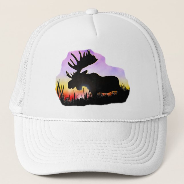 Alaska Moose Sillouette Trucker Hat (Front)