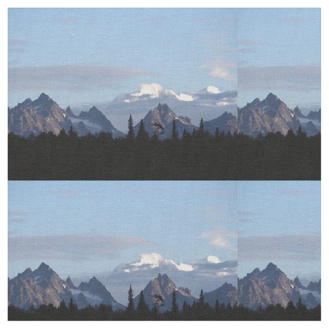 Alaska Mountain Range Denali Photo Fabric (Close Up)