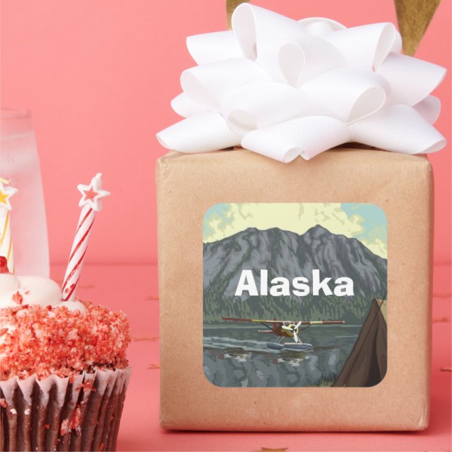 Alaska Mountain Square Sticker (Party)
